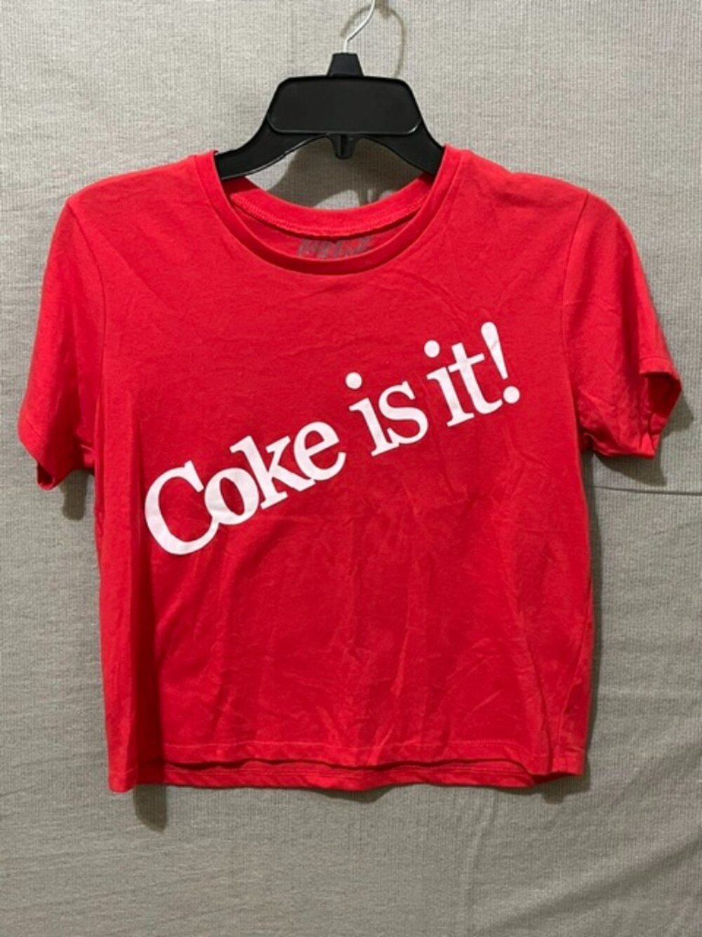 Coca-Cola by Mighty Fine Coke is It! Red Cropped Graphic Tee Sz M